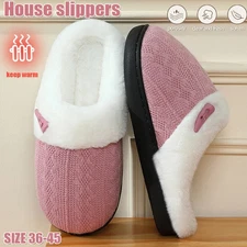 Winter Warm Plush House slippers Women Plus Comfort Non-Slip Lined Home Shoes