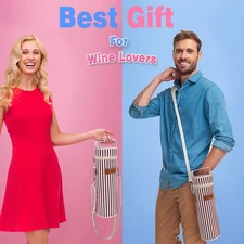 Wine Carrier Tote Bag Insulated 1 Bottle Cooler Carrying Case for Travel Picnic