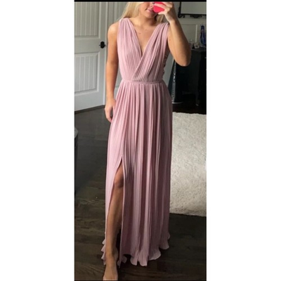 #ad #ad Loveriche Blush Pink Pleated Maxi Prom Formal gown Dress M zipper need replace $24.88