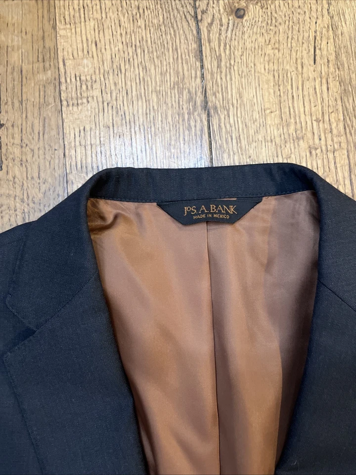 Joseph A. Bank 2-Piece Suit 100% Wool Black Slim Fit Men's 42L 36X32 - Image 3 of 4