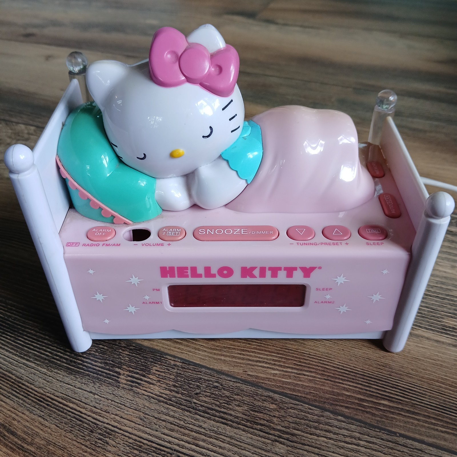 Hello Kitty Sleeping in Bed Alarm Clock Hello Kitty Sleeping in Bed Alarm Clock Radio Nightlight KT 2052 P TESTED image