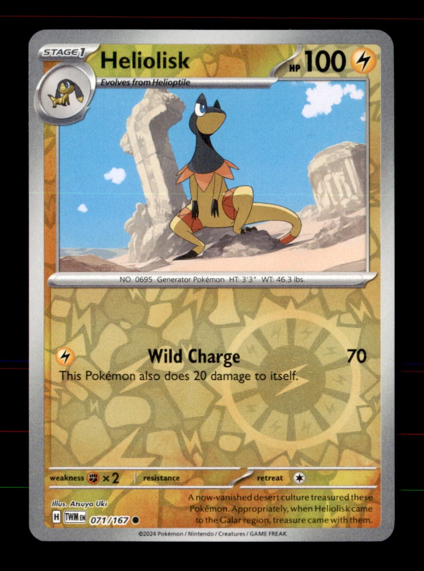 Heliolisk 071/167 Common Twilight Masquerade Pokemon Reverse Holo Near Mint