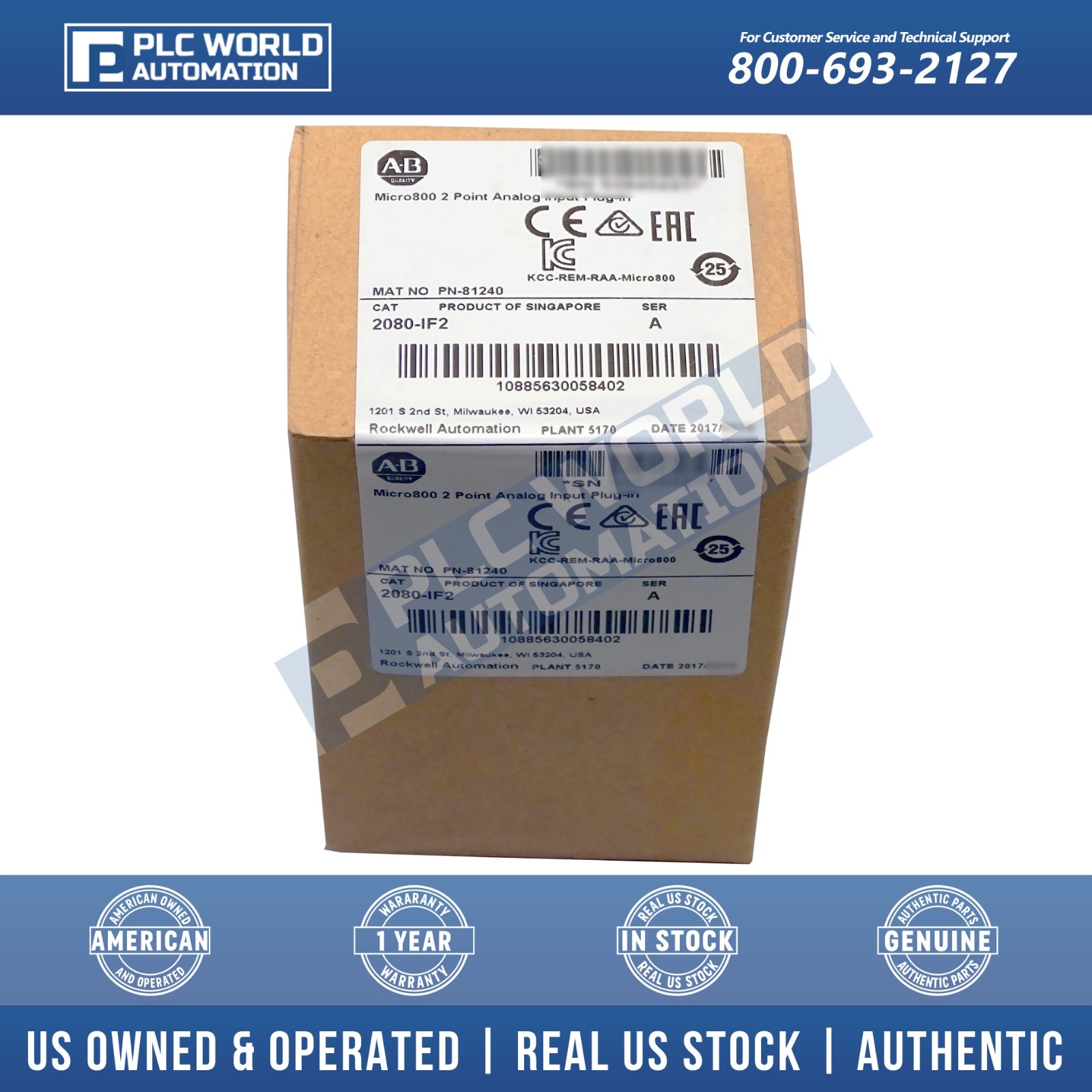 Allen Bradley 2080-IF2 Micro800 Input Module, 2-Channel, New Sealed