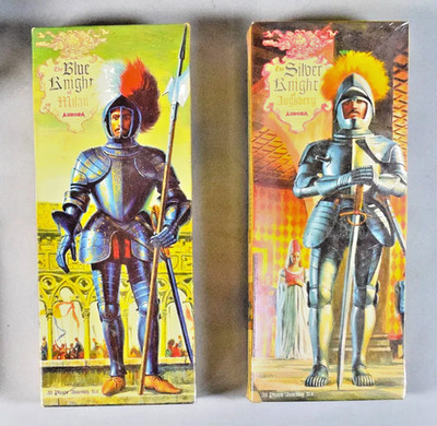 Lot of 2 ORGINAL AURORA 1950'S SEALED KNIGHT KITS-#472 BLUE KNIGHT & #471 SILVER