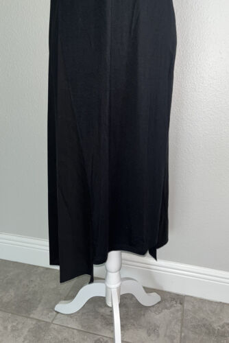 Abito comodo USA nero elasticizzato jersey modal spandex maxi linea A S Lagenlook Artsy - Foto 9 di 11