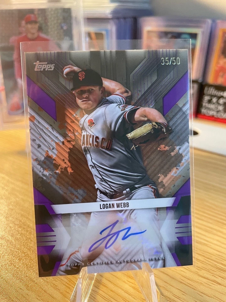2022 Topps UK Edition #BSA-LW Logan Webb SUPERSTARS AUTO Purple Parallel #/50 - Image 3 of 4