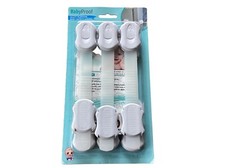 Baby Proof 6 Inch Safety Locks Pack of 6 White For Cabinets Toilets Drawers