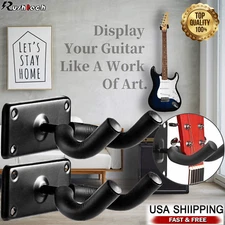 2 Universal Guitar Hangers Wall Mount Adjustable Hook Holder Instrument Display