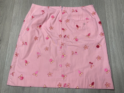 Vintage Lilly Pulitzer Skirt Women 6 Pink Paris Sorbet Cherry Embroidered Pencil - Picture 2 of 8