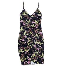 Guess Bodycon Dress Camo Print Ruched Mini Dress Sleeveless Party Size Med