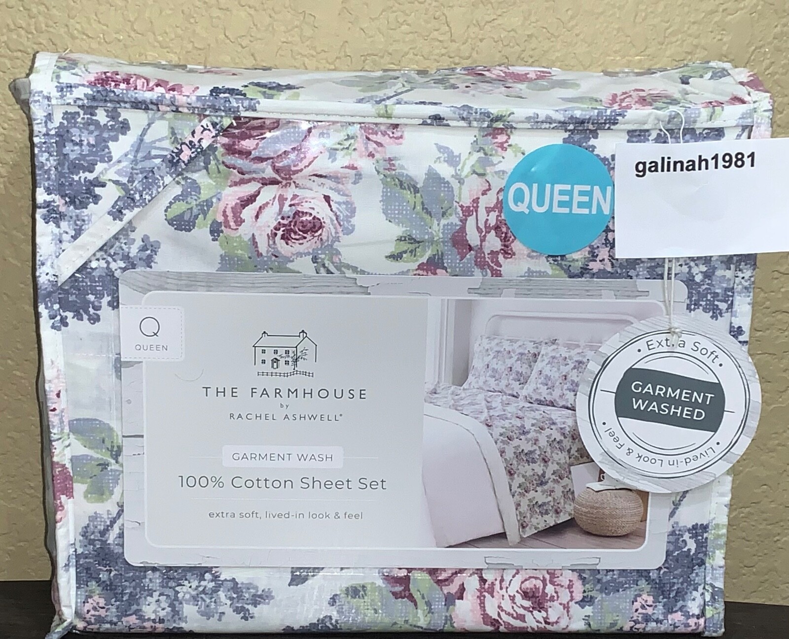 FARMHOUSE Rachel Ashwell Shabby Chic Purple Blue Green Floral Queen