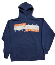 Vintage Jerzees Denver Broncos Riddle 1997 NFL Football Hoodie Men L Made In USA