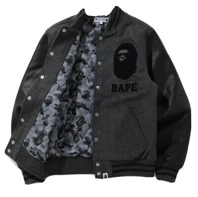 A Bathing Ape (Bape) X Undefeated Leather Varsity Jacket XXL A Bathing Ape (Bape) X Undefeated Leather Varsity Jacket XXL