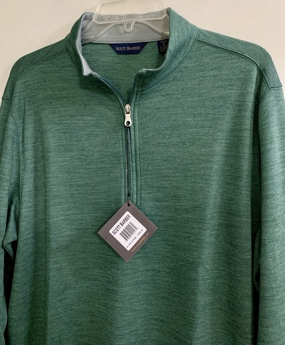 New Scott Barber 1/4 Zip Long Sleeve Heather Green K73504 Pullover Shirt Sz. M - Picture 4 of 7