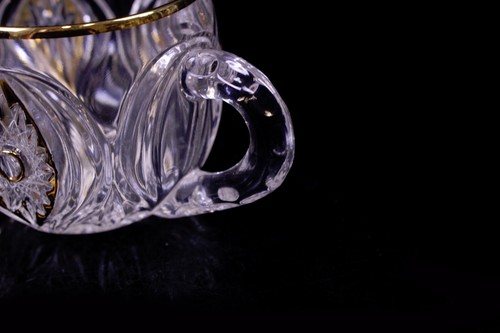 Kristallglas Bowle Set 6 Personen Nachtmann mit Goldstaffage guter Zustand - Bild 11 von 13