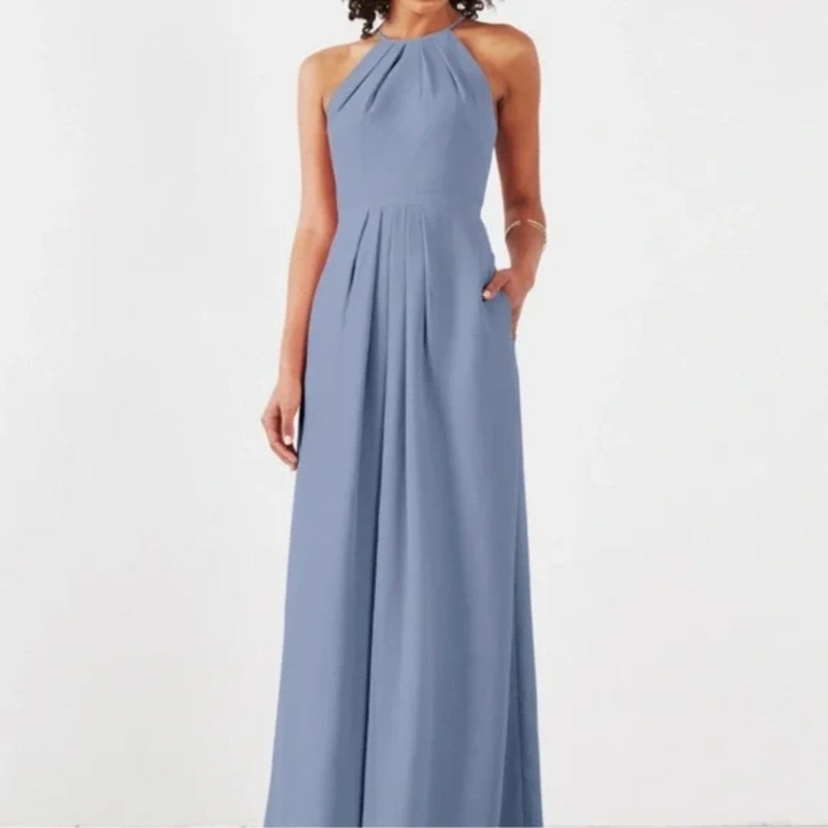 NWT WEDDINGTON WAY Isabelle Dusty Blue Pleated Sleeveless Bridesmaid Dress 14 NWT WEDDINGTON WAY Isabelle Dusty Blue Pleated Sleeveless Bridesmaid Dress 14