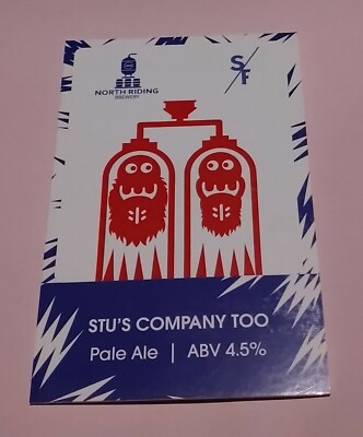NORTH RIDING BREWERY STU'S COMPANY TOO PALE ALE BIERPUMPE GRIFF CLIP ABZEICHEN 4,5 %