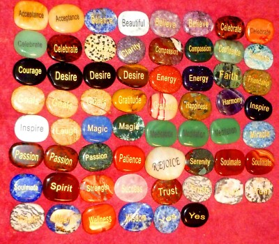 Word Stone(s) Engraved Imprinted Semi Precious Gemstone Inspiration Rocks 