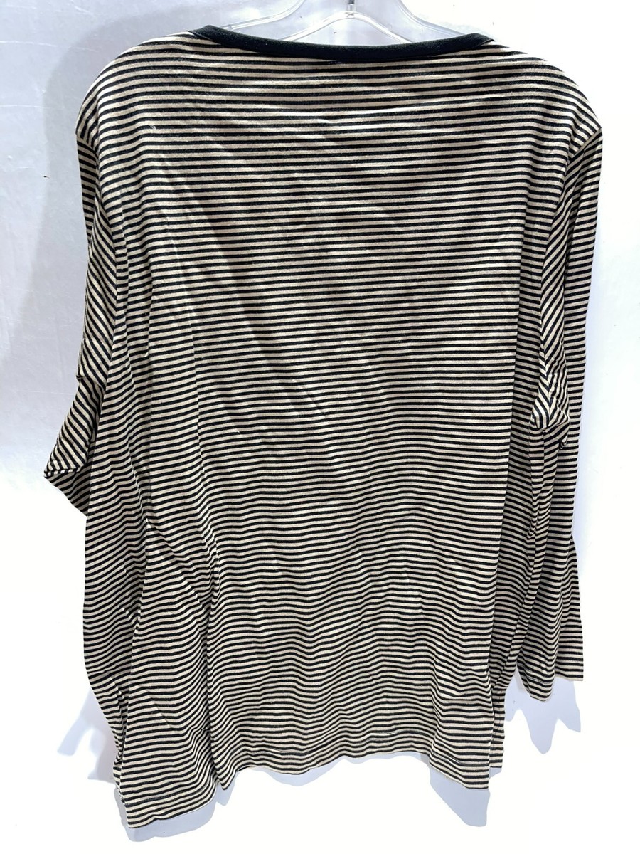 Bonworth Women's T-Shirt Puppies Dogs Striped Embroidered Size XL