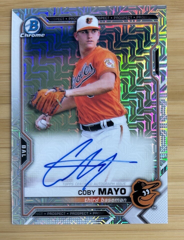 Coby Mayo 2021 Bowman Mega Box Chrome Mojo Auto Rookie Card #BMA-CM Orioles