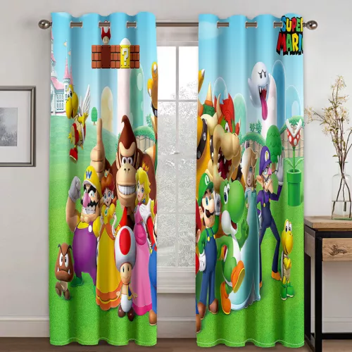 Kinder 3D Super Mario Blickdicht Vorhänge mit Ösen Junge Mädchen Vorhang Gardine - Bild 6 von 19