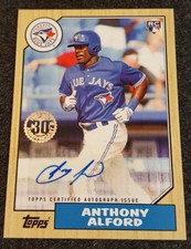 ANTHONY ALFORD 2017 TOPPS UPDATE 1987 DESIGN AUTO ROOKIE CARD *BLUE JAYS* NRMT