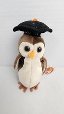 Ty Class of '98 Retired Wise Owl Beanie Babies - 6 in, Vintage, 1998, Brown