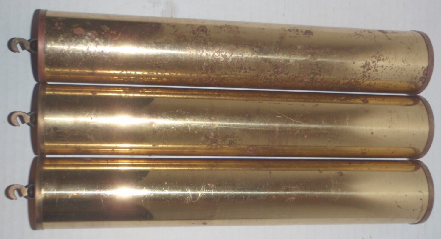 GRANDFATHER CLOCK WEIGHT SET OF 3 Brass Shells w/INSERTS Howard Miller Emperor