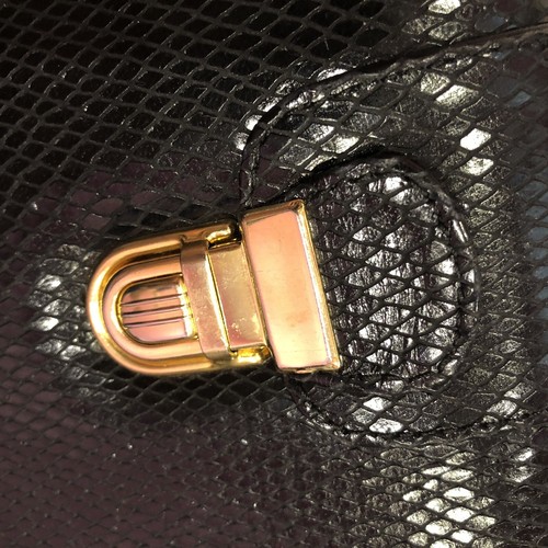 Stuart Weitzman Vintage Reptile embossed Square Micro crossbody Bag Black gold - Picture 3 of 11