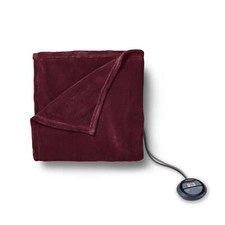 Sunbeam Royal Luxe Cabernet Heated Blanket Auto-Shut Off Machine, Washable, King
