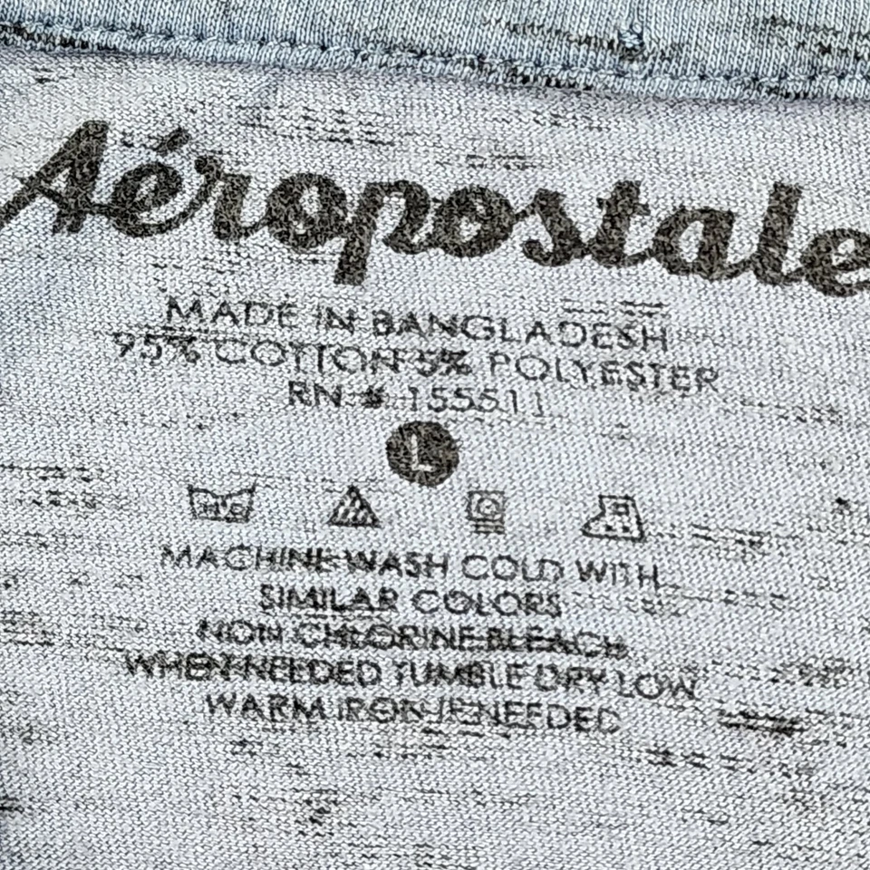 Camiseta Aeropostale Azul Jaspeado Manga Corta Mezcla Algodón Niños L Foto 4 de 4