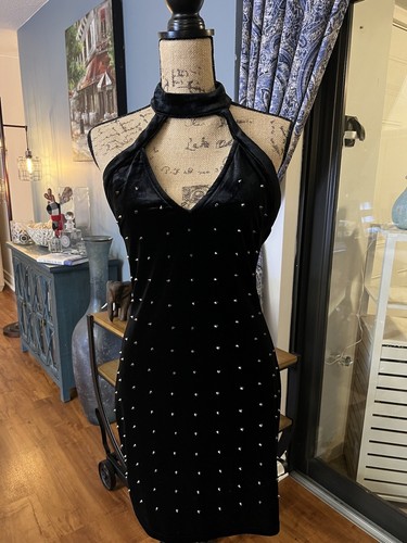 Prima Donna Collection Women's velvet studded mini dress size large black - Picture 4 of 12