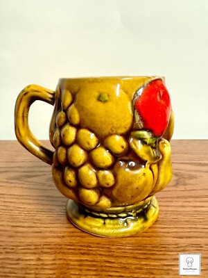Vintage Inarco Harvest 3D Fruit Basket 70s Cottage Core Coffee Mug Japan C-1724