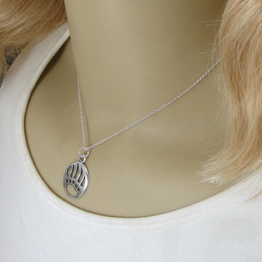 925 Sterling Silver Bear Claw Necklace Bear Paw Charm Grizzly Bear Necklace