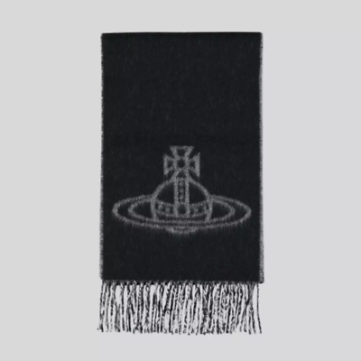 W) Vivienne Westwood Double Logo Scarf Black | eBay