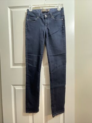 Paige Womens Blue Skyline 5 Pocket Design Dark Wash Skinny Denim Jeans Size 25