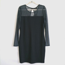 NWT Vila Womens Navy Blue Long Sleeve Bodycone Partywear Dress Size Large