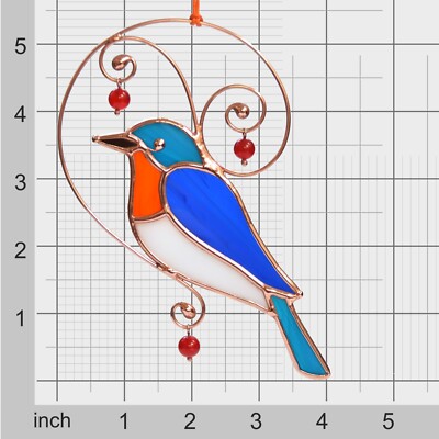 Stained Glass Bluebird Handmade Bird Sun Catcher Window Hanging