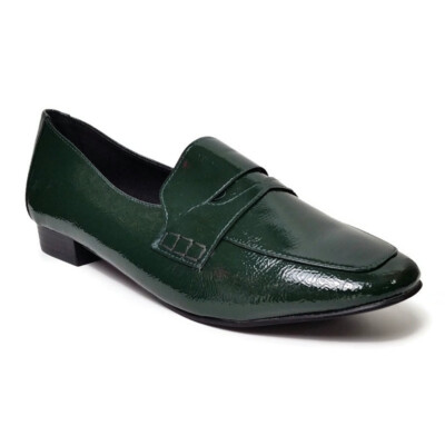 ASOS DESIGN Wide Fit Membership loafer flat shoes in green