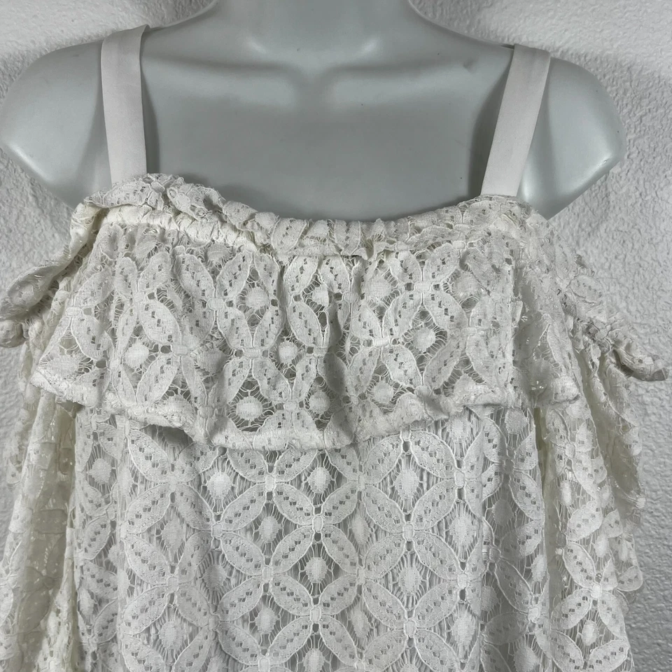 Mini Vestido BCBGeneration Hombro Descubierto Para Mujer XS Óptico Blanco Encaje Nuevo Con Etiquetas Foto 3 de 4