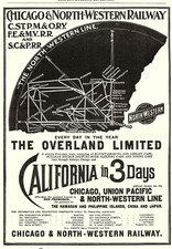 1899 CHICAGO & NORTH-WESTERN RAILWAY OVERLAND LIMITED PRINT ADVERTISEMENT Z2120