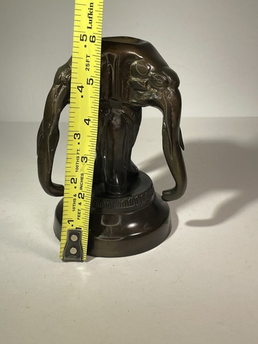 Statua testa di elefante bronzo buddismo asiatico vintage 6" bruciatore incenso incensiere India - Foto 23 di 24