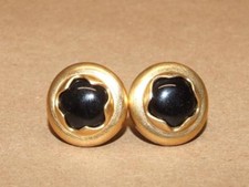 Vintage Black Onyx Ball Inset in Gold Tone Cuff Links