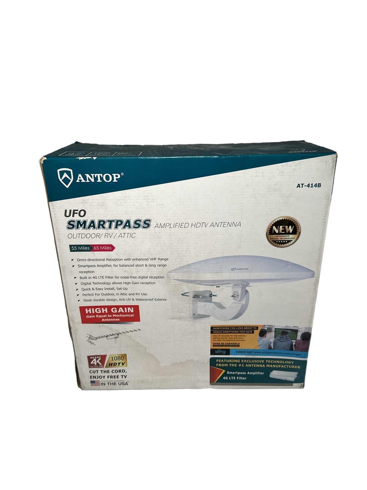 Upgraded Version ANTOP 720 UFO Dual Omni Directional Outdoor HDTV Antenna 4G LTE