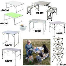 Picnic Table Folding Camping Table Garden Fold Up BBQ Dining Table Adjustable #