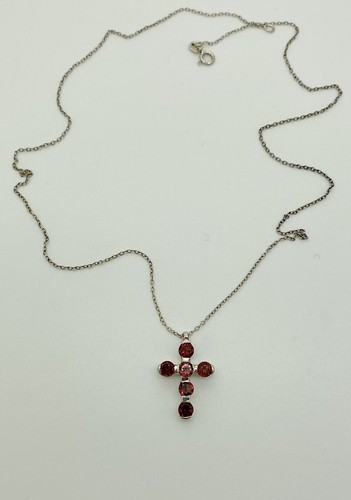 Colgante de cruz de plata de piedras preciosas Boho, citrino, turquesa, rubelita - Imagen 2 de 6