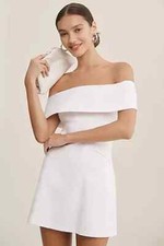 Anthropologie BHLDN INGRID Off-The-Shoulder Mini Dress White L White Nights Hot