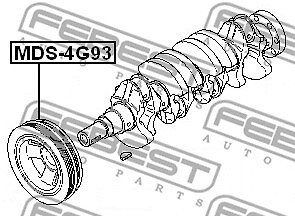 MDS-4G93 FEBEST Belt Pulley, crankshaft for MITSUBISHI