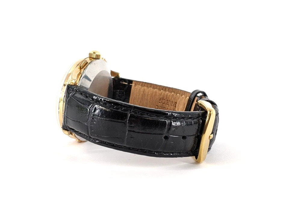 Reloj Pulsera Angelus Chronodato 38MM Vintage Correa Cuero Negro Foto 2 de 4