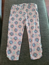 Belle Du Jour Girls Large Pants Blue Pink Geometric Lightweight Elastic Waist